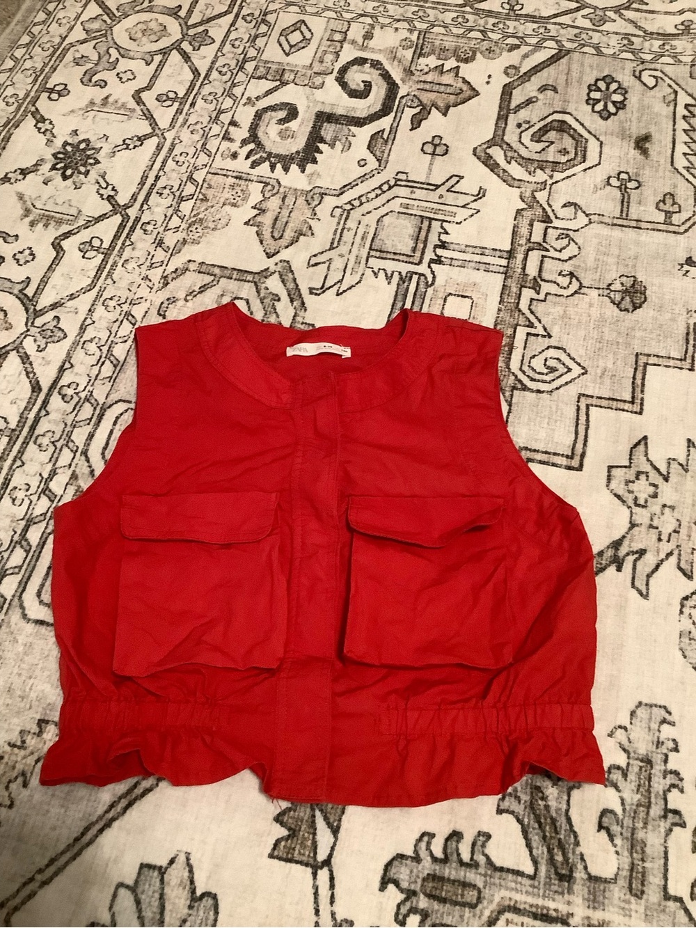 Zara Girls Bright Red Sleeveless Crop Top